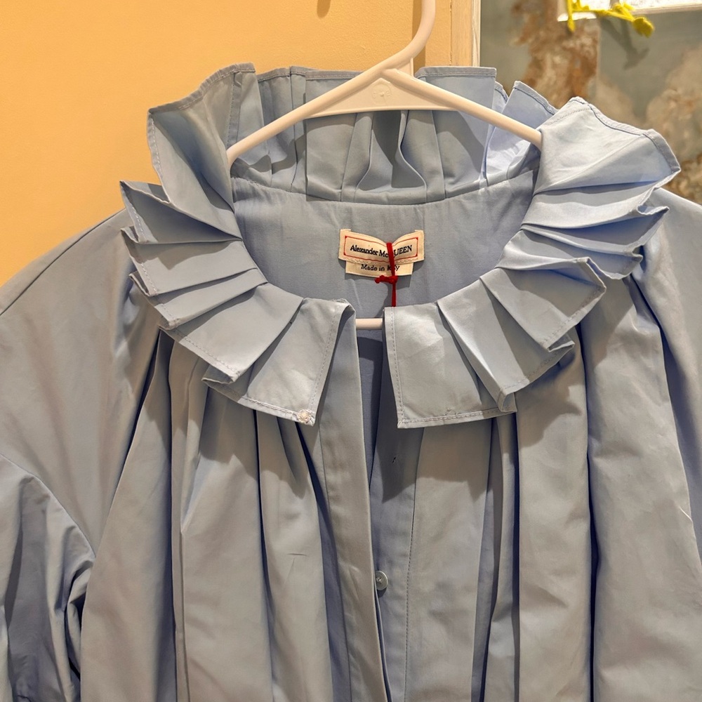 ALEXANDER MCQUEEN 
Puff-Sleeve Cotton-Poplin Shirt Dress size 8 - Picture 7 of 10